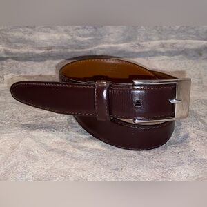 Brooks Brothers 5332 Brown Leather Belt Nickel Hardware 28 Dress Casual Men’s